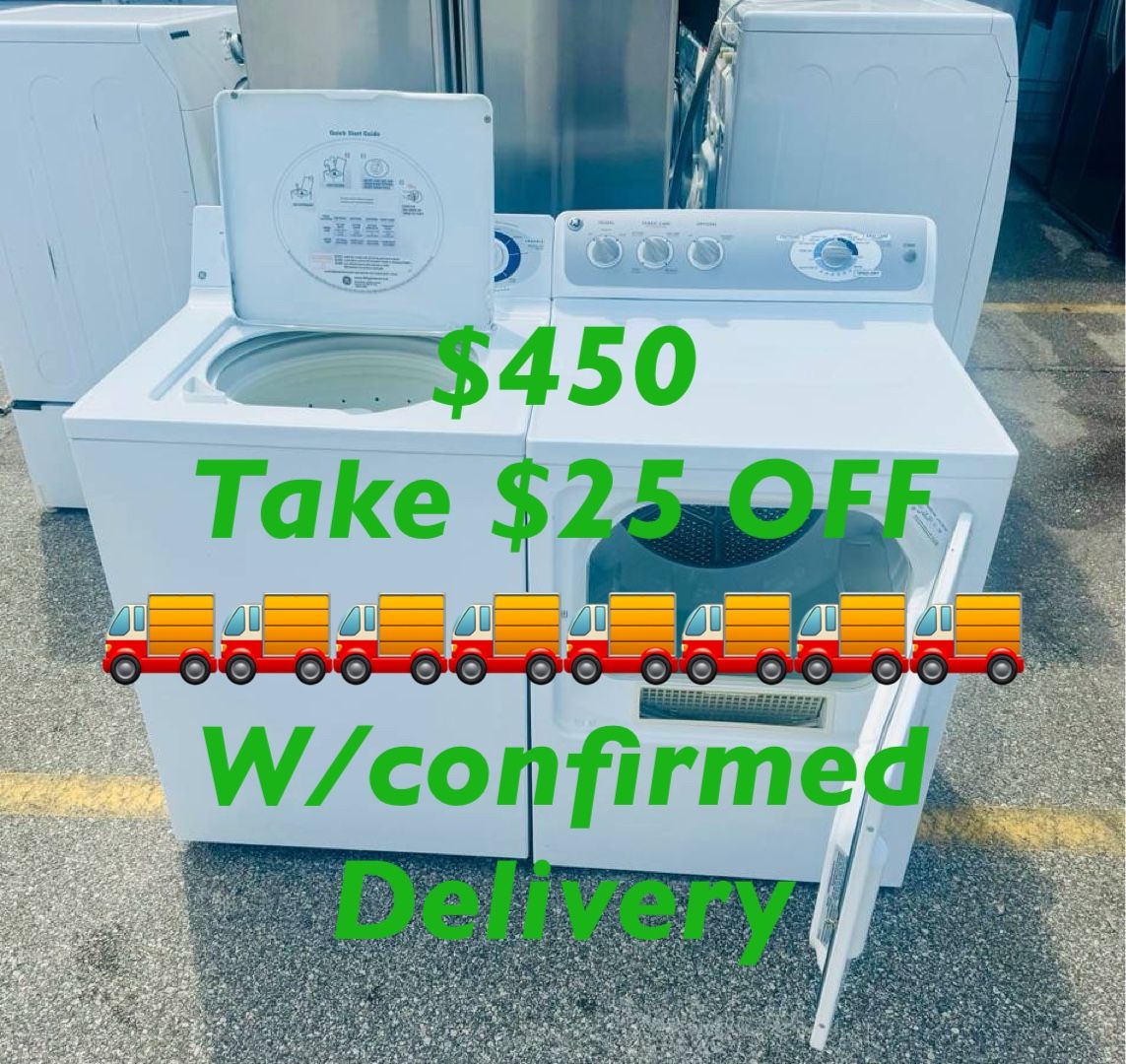 Washer Dryer GE Top Load Heavy Duty Super Capacity Clean Like New Free Delivery 