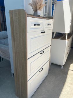 Tall Shoe Cabinet with Drawers