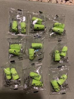 New 9 PCs set of ear plugs in soft foam, adjust to each persons ears