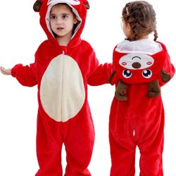 Baby Animal Cosplay Costume Toddler Infant Romper Cartoon Jumpsuit Flannel Halloween Outfits