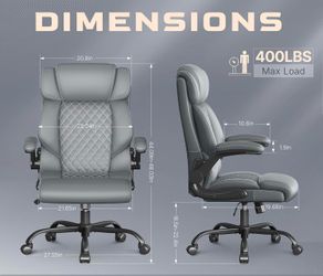 NEW GRAY Ergonomic Office Chair-Executive High Back w/Flip-up Armrests Lumbar Support