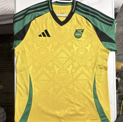 Adidas Jamaica Reggae Boyz Soccer Jersey Yellow Green Black Slim Fit Size