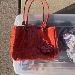 Orange faux Leather handbag $10