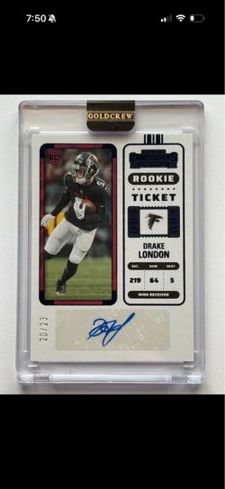 2022 Contenders Football Drake London Rookie Ticket Blue Autograph /23 Card #115