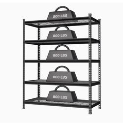  5-Tier Metal Shelving Unit, 48”W x 24”D x 72”H, Heavy Duty Adjustable Storage Rack, 4000 lbs Load Capacity (Total)