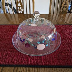 Princess House Crystal Orchard Medley Cake/Pastry Plate and Dome
