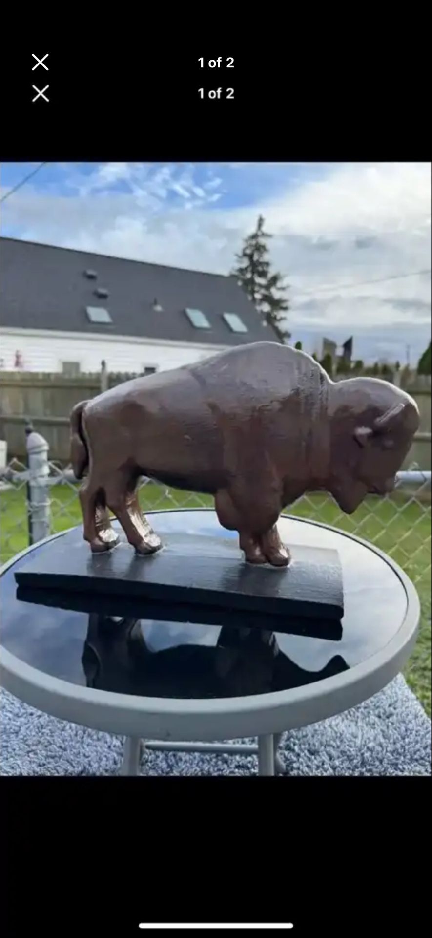 The classic brown buffalo statue