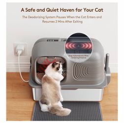 Caja de arena para gatos grande de acero inoxidable con control de olor
