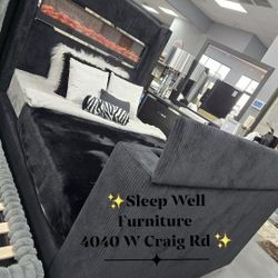  🌟Queen, King Light Up Fireplace TV Pop Up Bed Frame 💥 Furniture Sectionals Avail