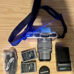 OLYMPUS PEN Mini E-PM1 Pink Body Digital Camera 12.3MP Japan And Lens