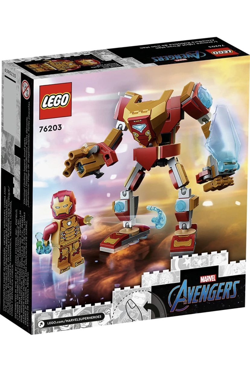 4.5” Marvel Iron LEGO Man Mech Armor Building Kit; Collectible Mech and Minifigure