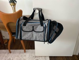 New gray fabric soft-sided pet carrier