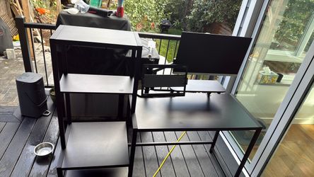 Gaming desk, monitor mount, and 24” monitor
