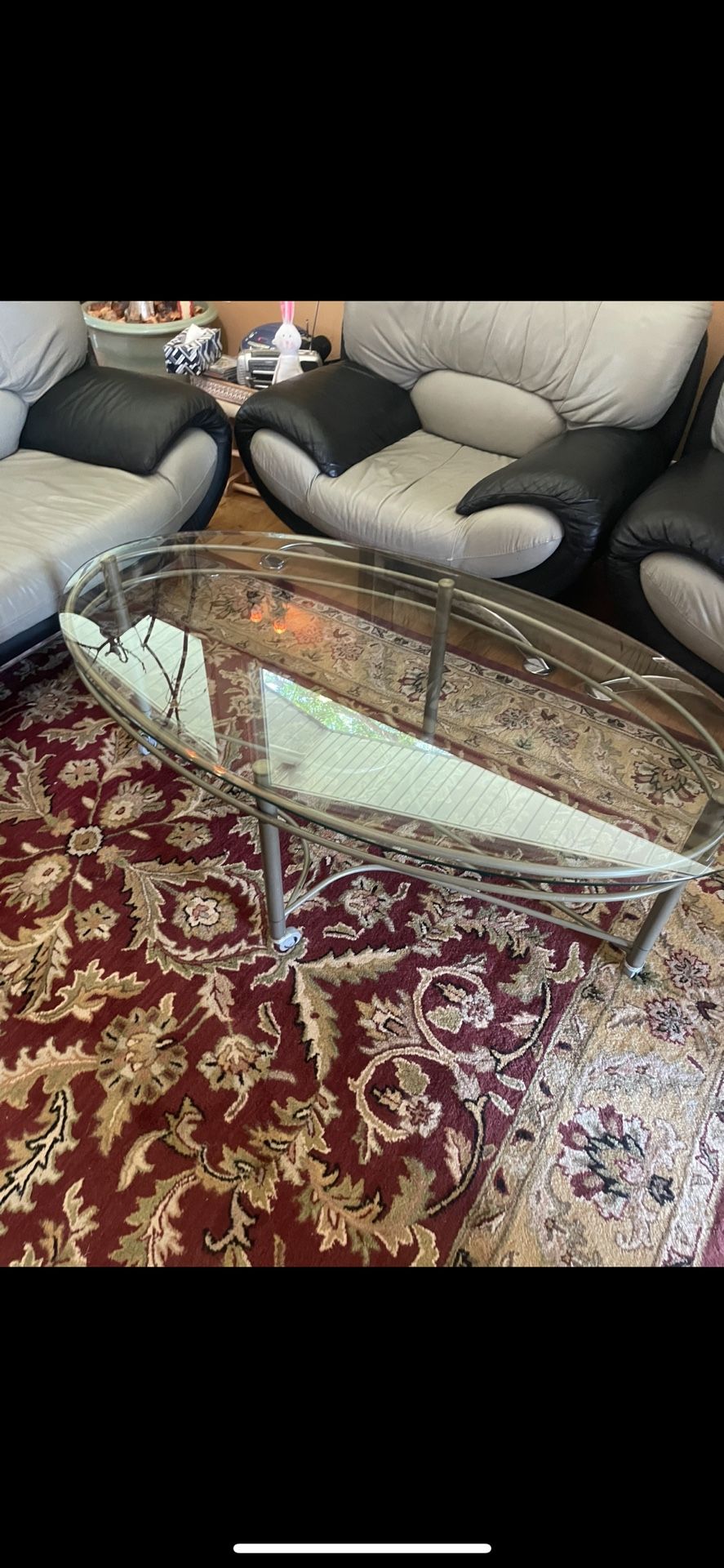 Brushed Gold Metal & Glass Coffee Table
