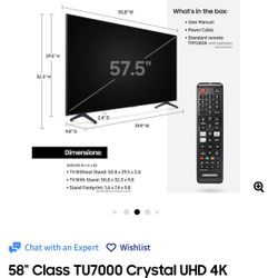 SAMSUNG 58" Class TU7000 Crystal UHD 4K Smart TV