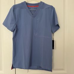 NFINITY Men's V-Neck Short Sleeve Shirt in Dusty Blue size small