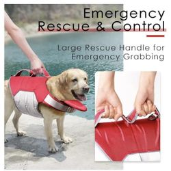 Dog Life Jacket Reflective Lifesaver Floating Vest Adjustable Red XL