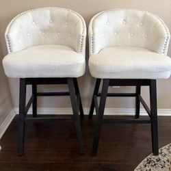 Ogden Beige Swivel Bar Stools (Set of 2)