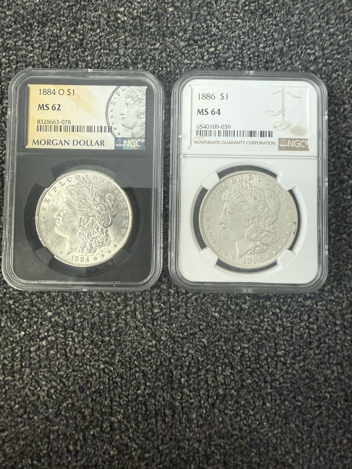 (2) Morgan Silver Dollars MS NGC