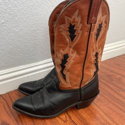 Laredo Womens Black Brown Leather Western Cowboy Boots 6-7