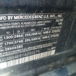 Mercedes Benz M-class 2001 3.20L For Parts