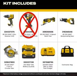 *NEW* DEWALT XR 20V Cordless 4-Tool Combo Kit with (2) 5.0 Ah Battery