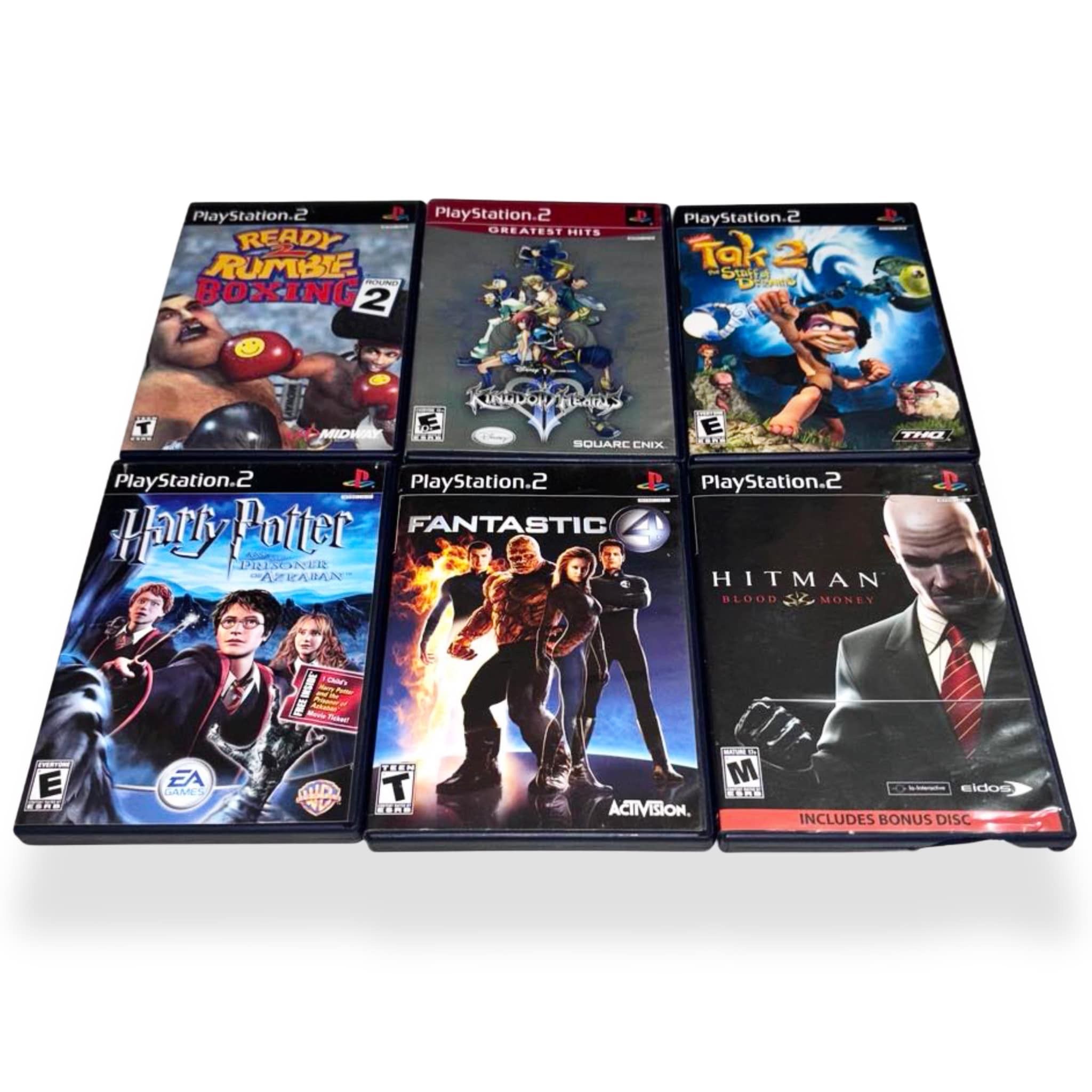 PS2 6 Games Lot - Kingdom Hearts 2, Fantastic 4, Hitman Blood Money & More