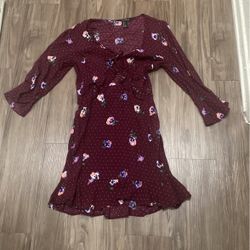 Wine Floral Dress F21