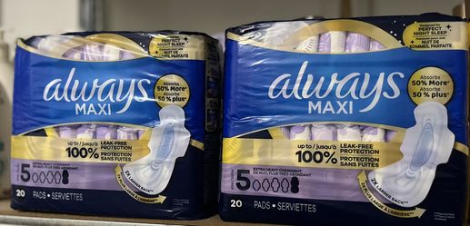 Always Maxi Extra Heavy Overnight Pads with Wings - Size 5 - 20ct