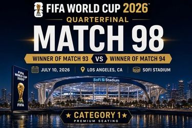 FIFA WORLD CUP 2026 MATCH 98 @ SOFI STADIUM – 4 CATEGORY 1 TICKETS – SECTION 100 ROW 5