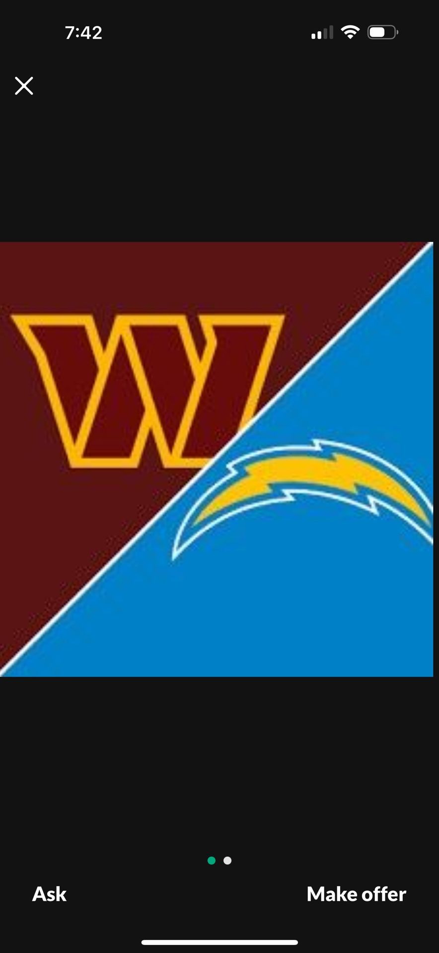 Chargers vs commanders Tickets/tailgating Pass