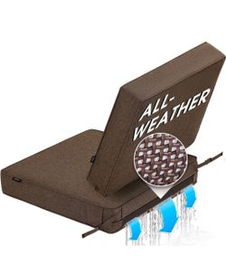 All-Weather DryFast Foam Outdoor Patio Furniture Cushions, FadeShield Water Resistant Deep Seat Cushion with DryMesh Drainage, Durable Low Maintenance