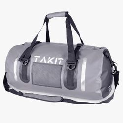 Waterproof Duffle Bag Travel Dry Bag 500D PVC for Motorcycle Tail, Kayaking, Rafting Grey, 60L