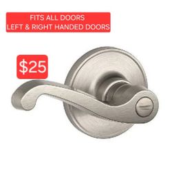 $25 ✨️ Schlage J Lasalle Satin Nickel Turn Lock Privacy Door Lever w5255 D401
