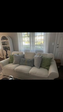 IKEA UPPLAND Slipcover Sofa AND storage ottoman with Extra Covers