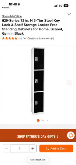 629-Series 72 in. H 3-Tier Steel Key Lock 3-Shelf Free Standing Storage Locker