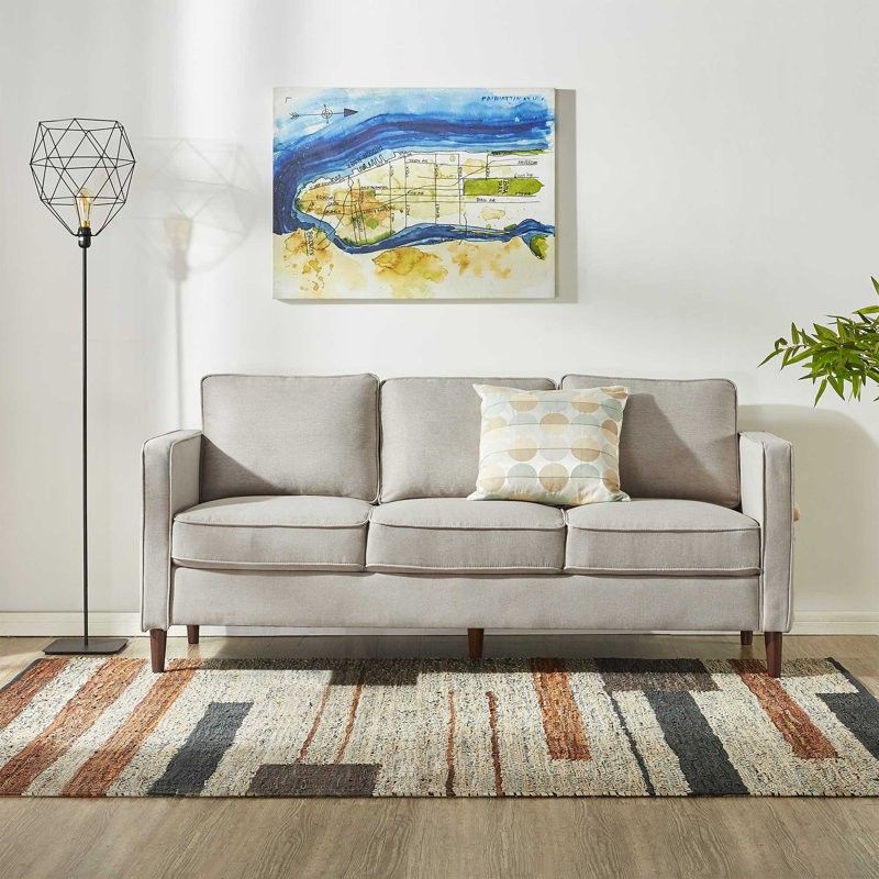 78" Square Arm Sofa (Sand Grey)