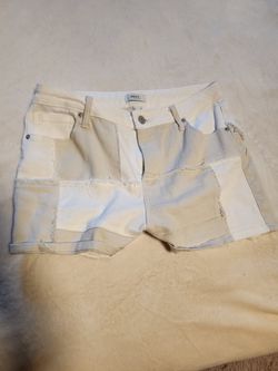 Forever 21 White/Beige Patch Shorts