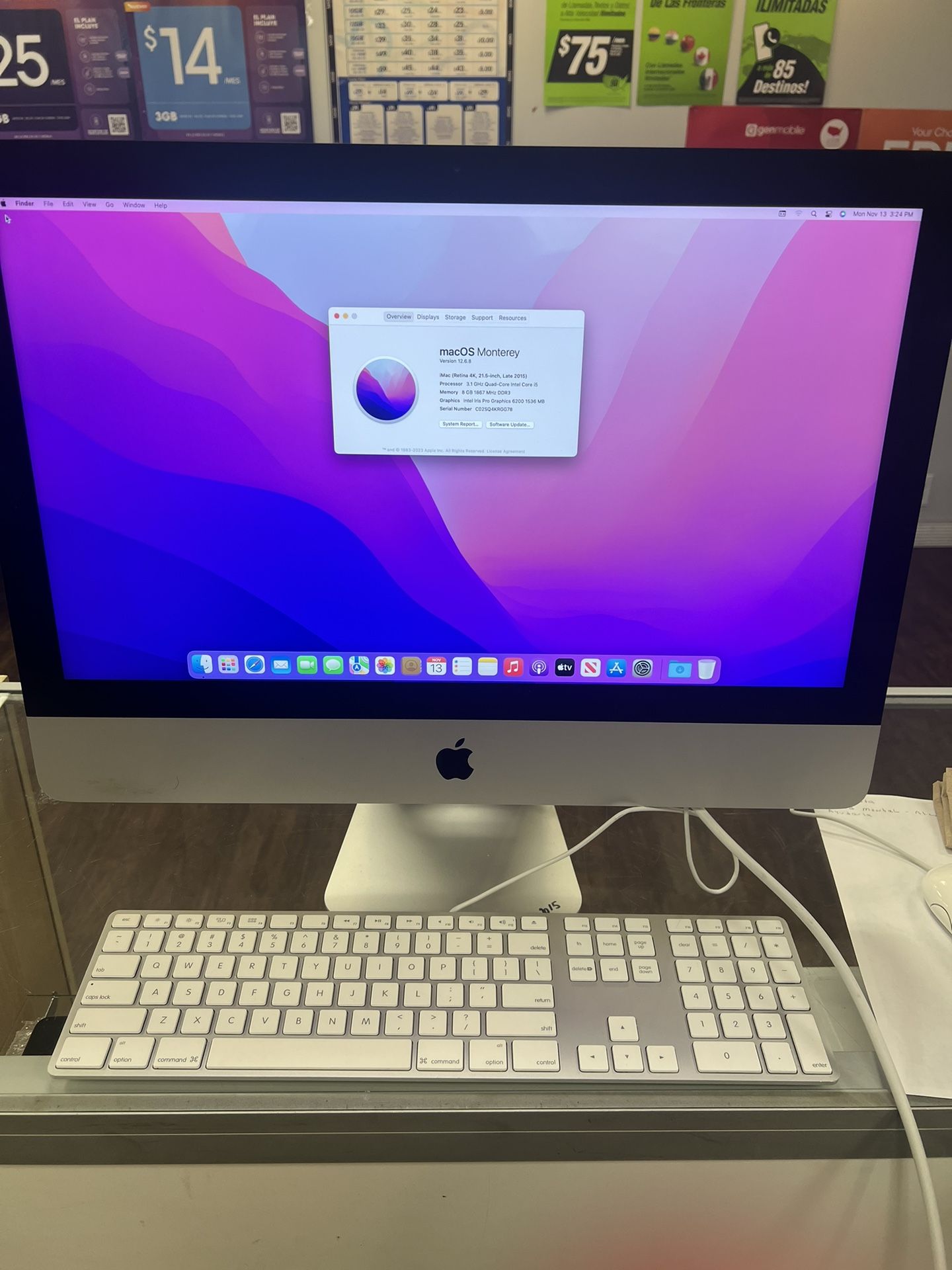 imac 21 inches 2015 i5 8gb ram 1tb like new condition