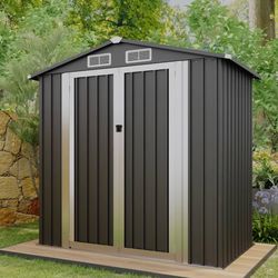 New 4x6ft metal storage shed—-grey