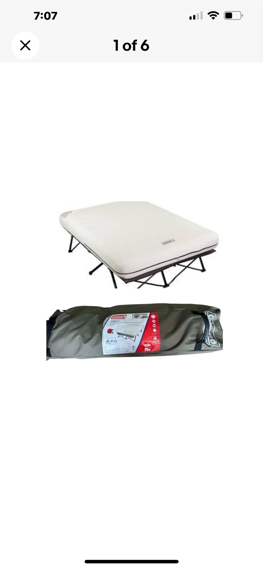 Coleman Camping Cot Air Mattress Pump Combo Folding Camp Cot Air Bed Wheels