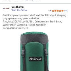 GoldCamp compression stuff sack for Ultralight sleeping bag, space saving gear with dust flap,18L/30L/43L/49L/65L Compression Stuff Sack, Waterproof, 