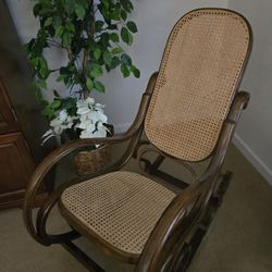Vintage Bentwood Rocking Chair - Cane Seat & Back Mid Century Thonet Style