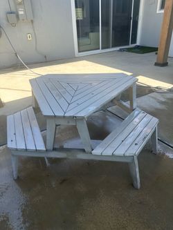 Crate and Barrel  Grey Stain Modern Kids Picnic Table - $220
