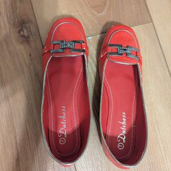 dutchess red flats ballerina metal buckle size 7
