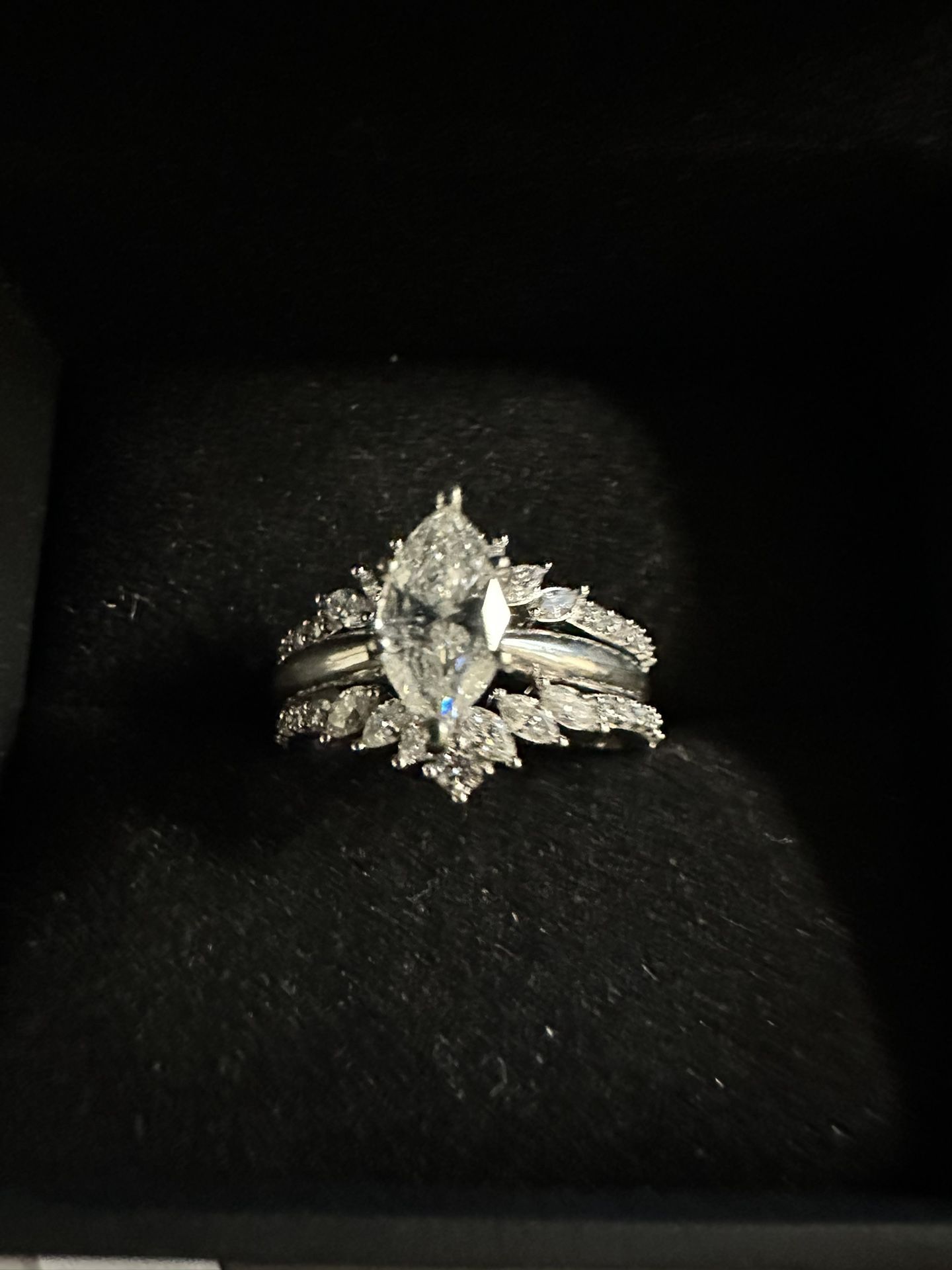 Marquise Engagement Ring and Marquise Wedding Enhancer Ring