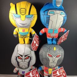 Transformers Set of 4 Megatron StarScream Optimus Prime Plush Toy Doll Hasbro 7"