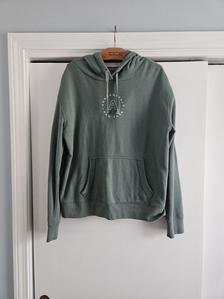 Junior Girls Aeropostale Green New York Circle Pullover Hoodie Sweatshirt