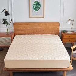 Brand New King Size 3-Layer Quilted Waterproof Mattress Pad (Beige) – In Box