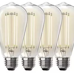 Feit Electric 100-Watt Equivalent ST19 Dimmable Straight Filament Clear Glass E26 Vintage Edison LED Light Bulb, Bright White (4-Pack)